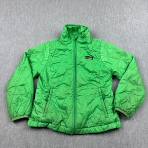 Patagonia Jacket Girls XS 5/6 Green Nano Puffer Full Zip Primaloft Mock Neck